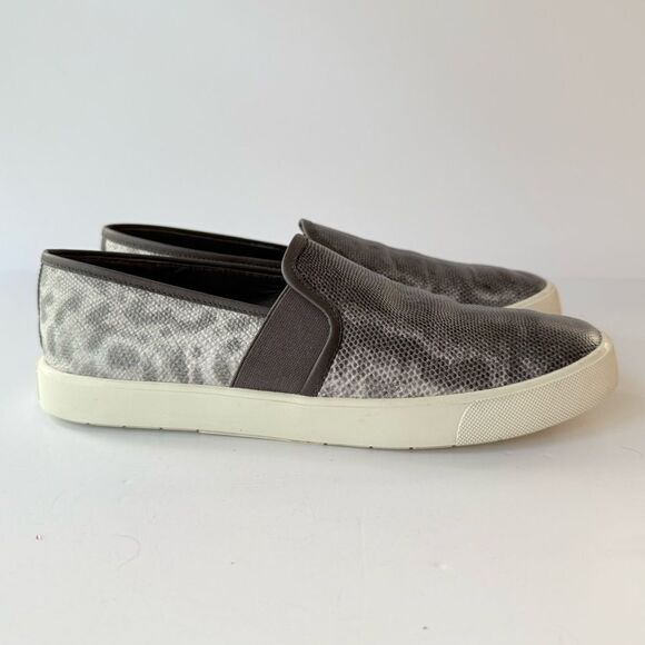 Vince Preston B Slip on Sneaker in Brown / Silver Lizard Embossed Leather Size 7 - Picture 2 of 15